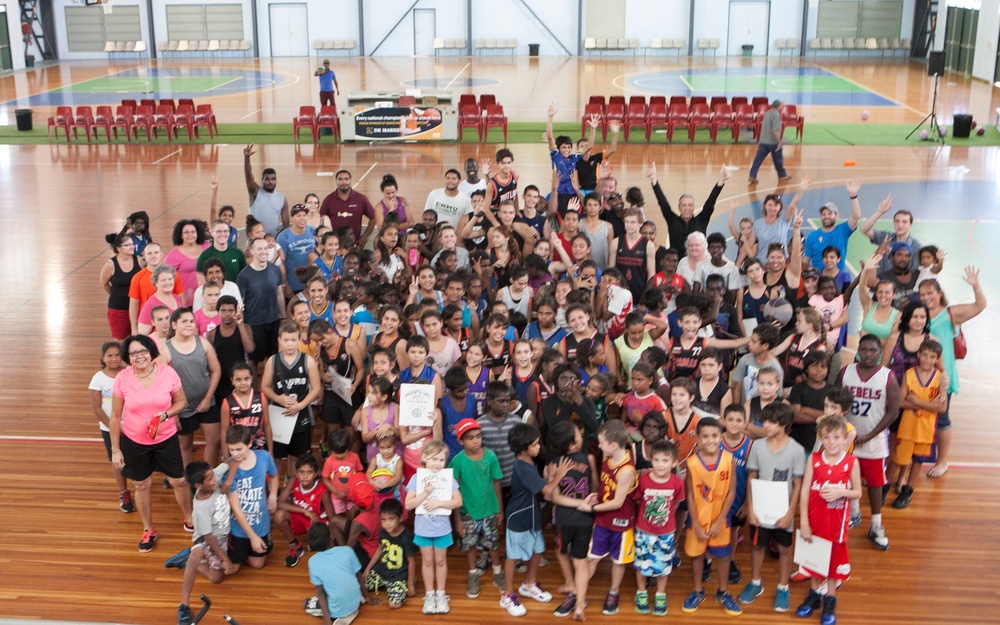 US Marines mentor local children at &quot;Hoops Up!&quot;