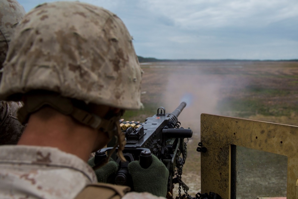 Marine shoots M-2 .50 caliber machine gun