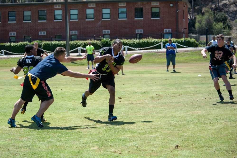 USS America sailors play flag football