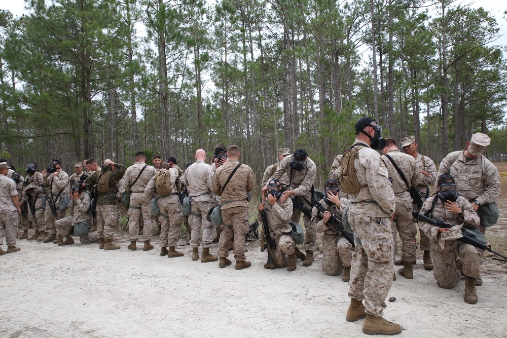 Intelligence Marines improve readiness with rifles, shotguns, gas