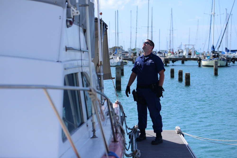 Members from Coast Guard Sector Honolulu enforcement division conduct harbor patrols