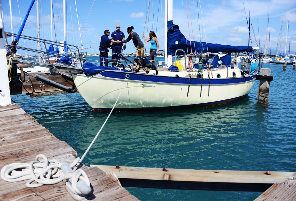 Members from Coast Guard Sector Honolulu enforcement division conduct harbor patrols