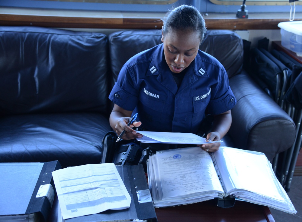 Coast Guard conducts boarding at sea