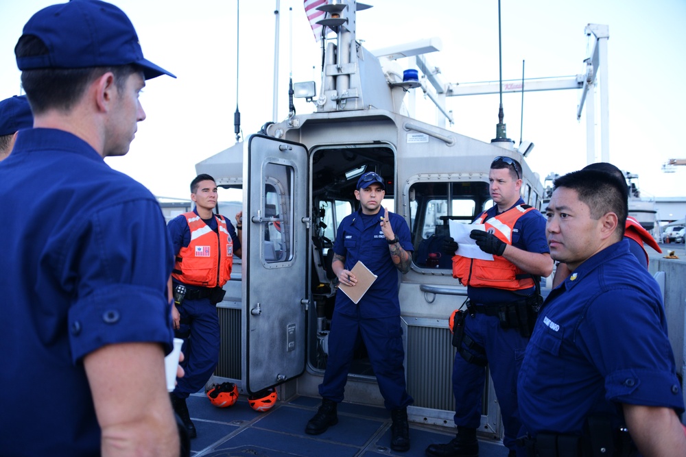 Coast Guard crew conducts safety brief