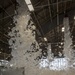 Foam engulfs the maintenance hangar