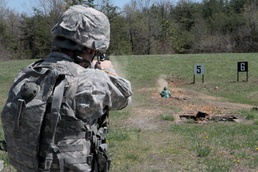 387th MP Company, soldier fires on M9 range