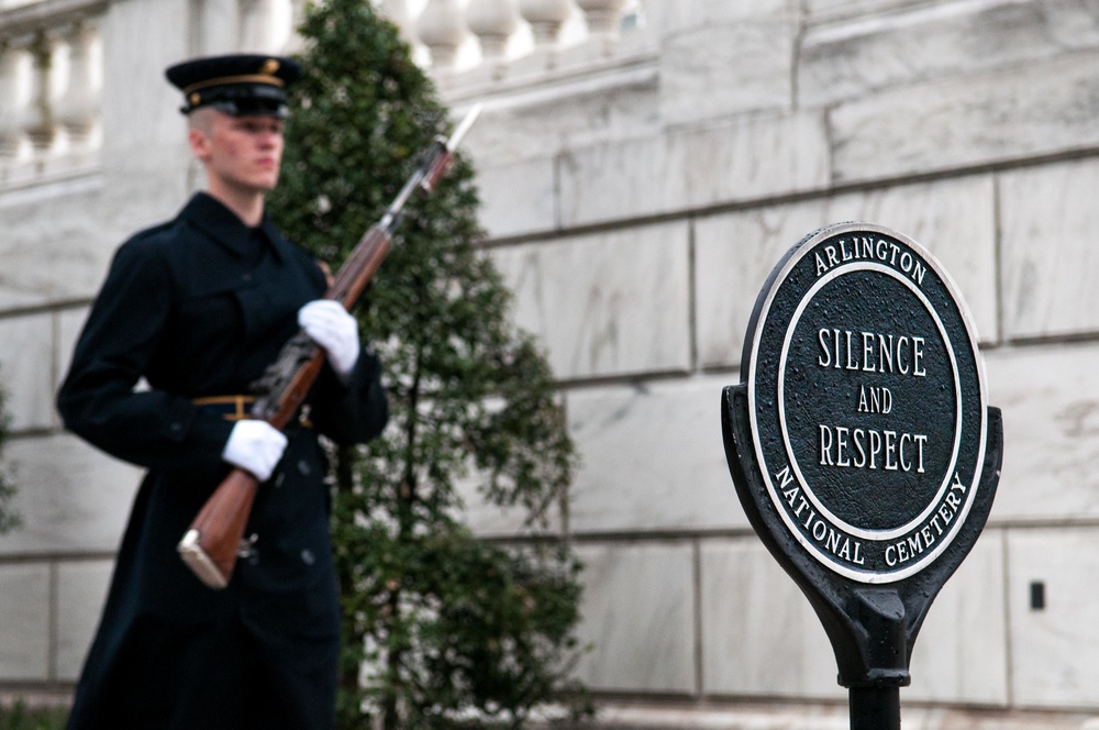 Tomb guard at the opening of Arlington National Cemetery