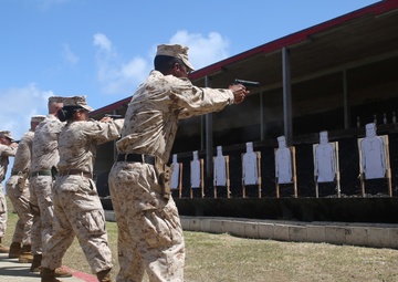 Marine fire pistols at Kaneohe Bay Range Training Facility