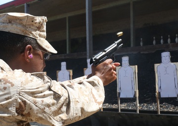 Marine fire pistols at Kaneohe Bay Range Training Facility