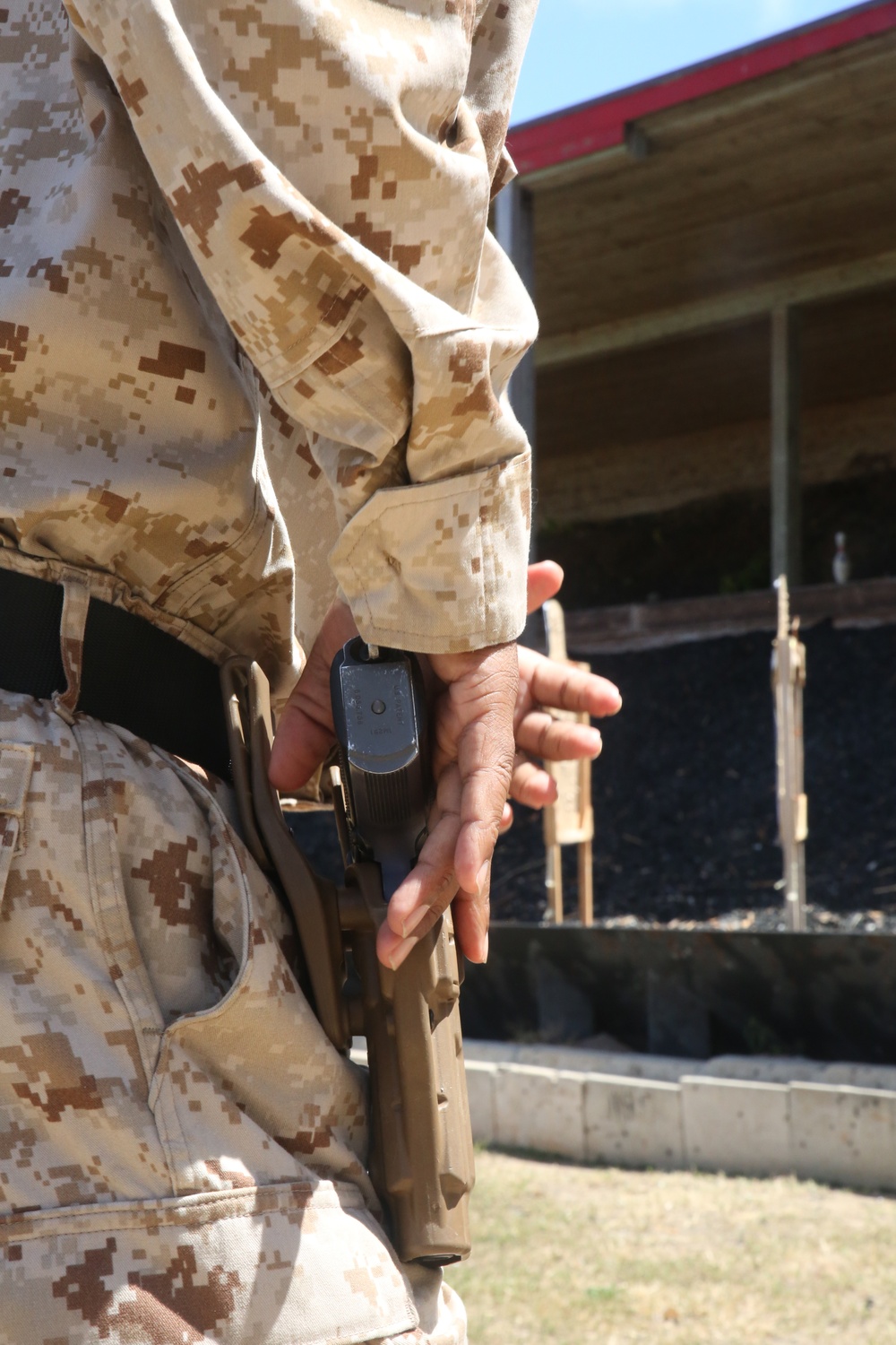 Marine fire pistols at Kaneohe Bay Range Training Facility