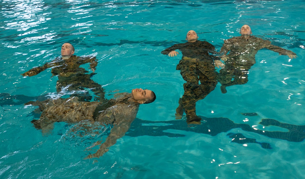 Marine recruits conquer Parris Island water survival training