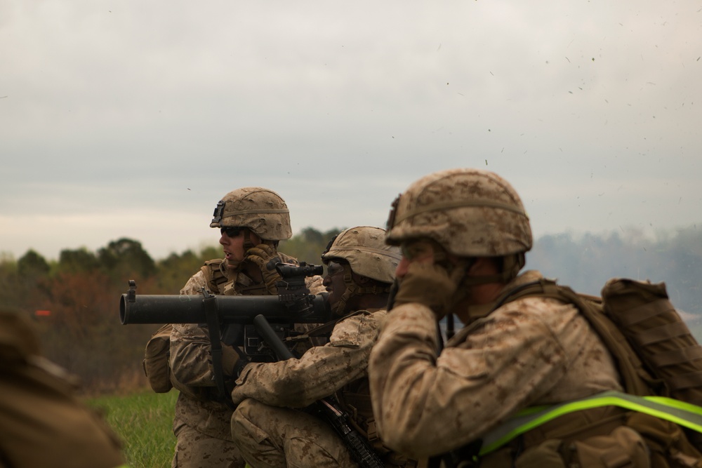 Fox Company, BLT 2/6, conducts an infantry platoon battle course