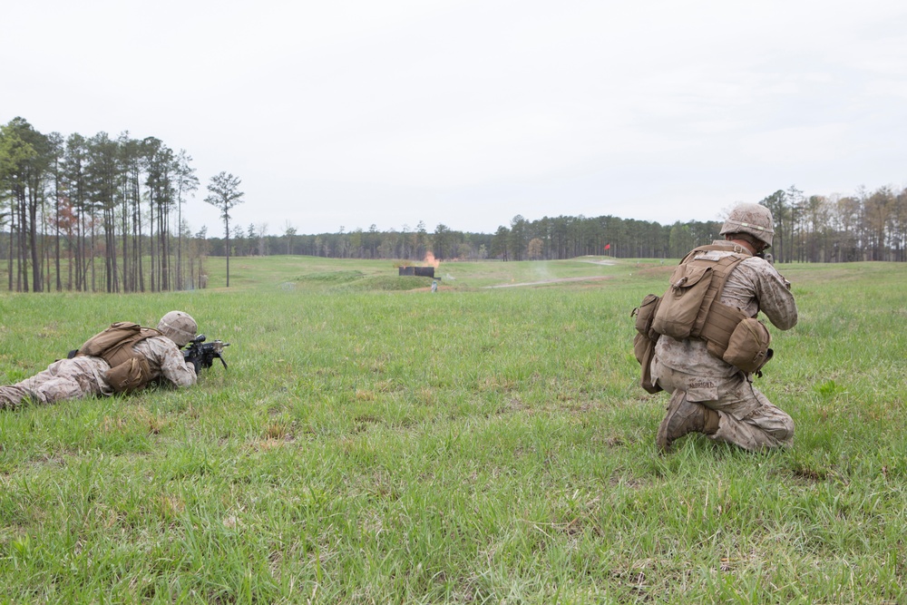 Fox Company, BLT 2/6, conducts an infantry platoon battle course