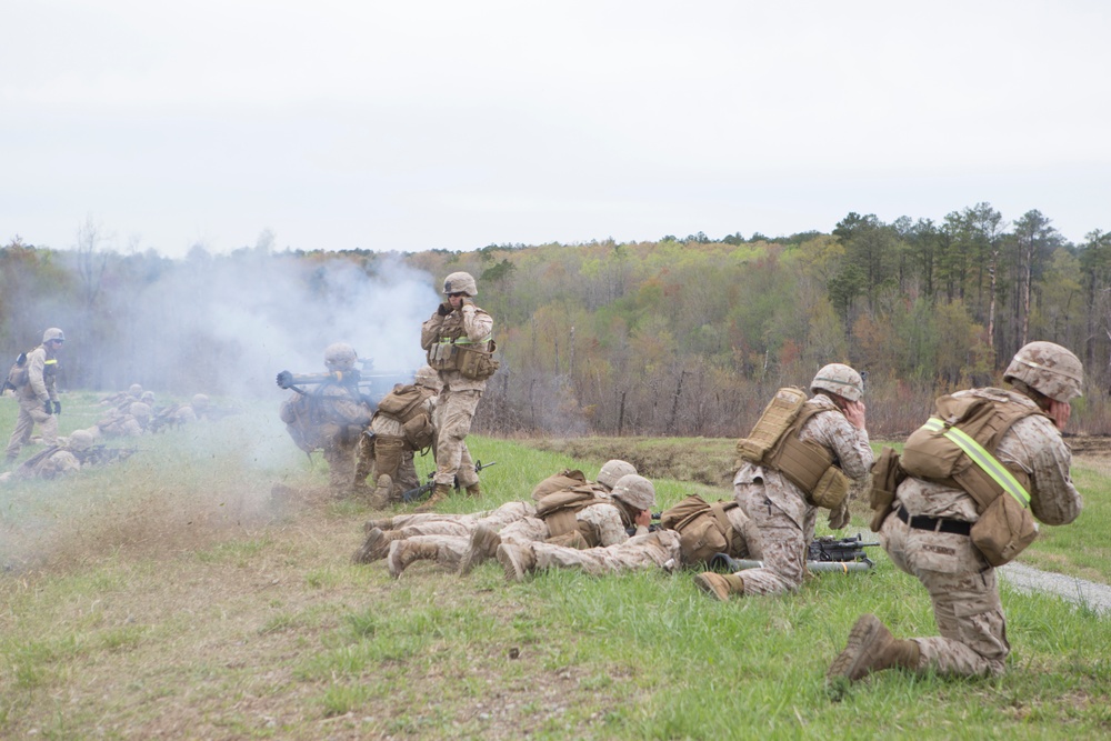 Fox Company, BLT 2/6, conducts an infantry platoon battle course