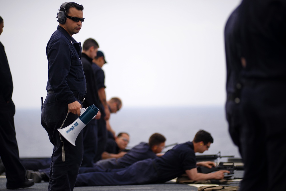 USS Blue Ridge Sailors conduct live-fire exercise
