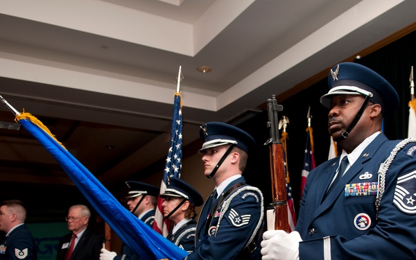 Military members pay tribute to local employer