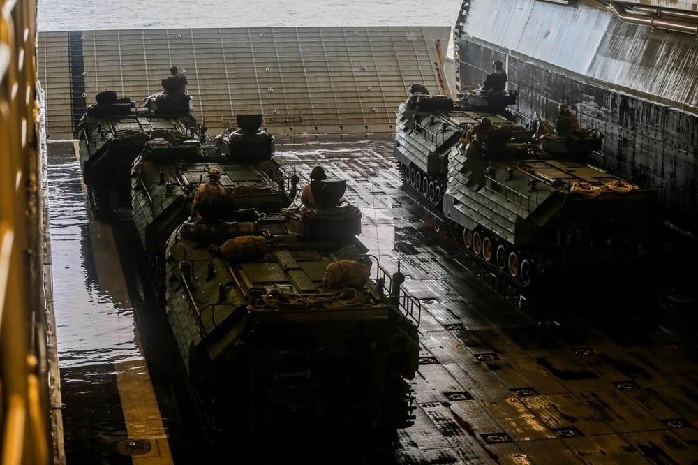 Marines attack the North Carolina beach in armored vehicles