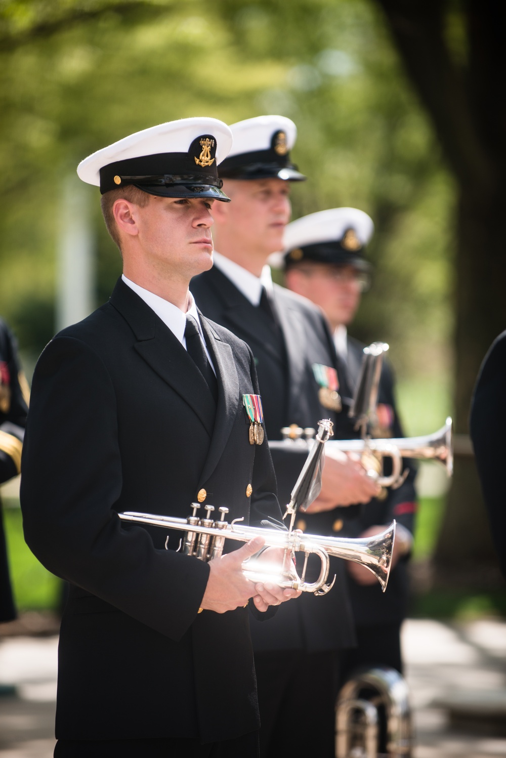 US Navy Sailors wait for start of ceremony at the Tomb of the Unknown Soldier