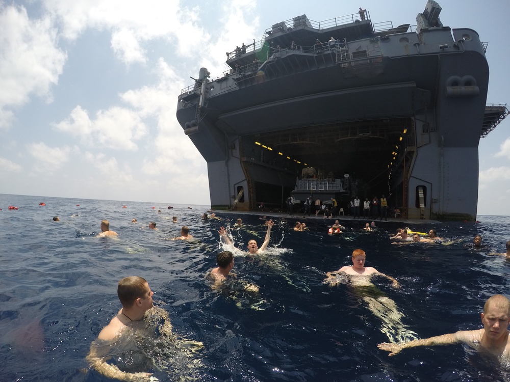 USS Iwo Jima swim call
