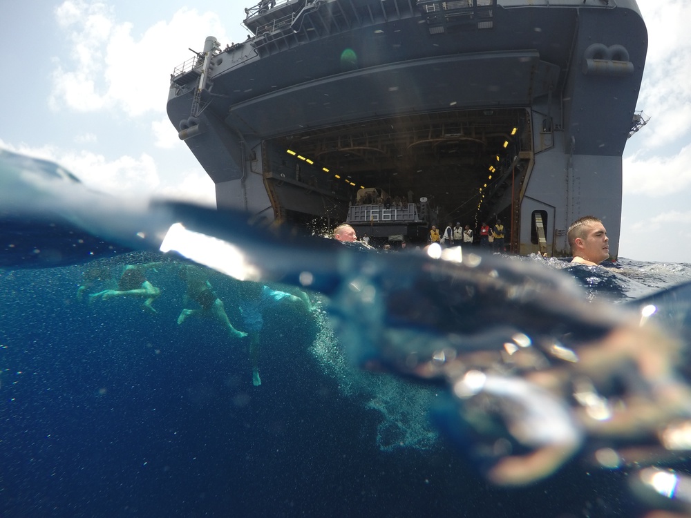 USS Iwo Jima swim call