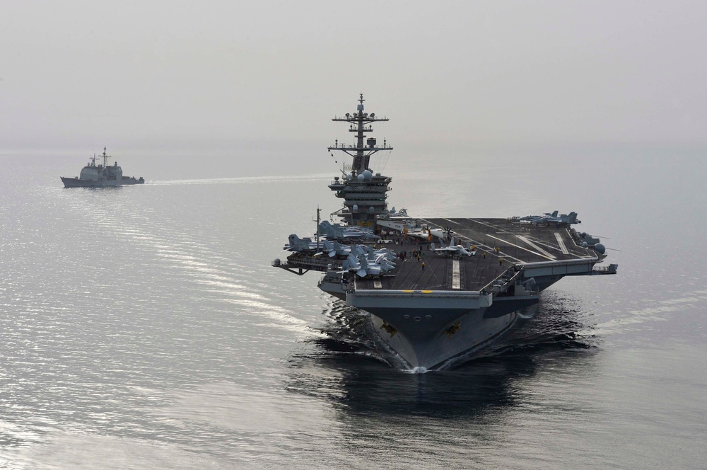 USS Theodore Roosevelt (CVN 71) sails in the US 5th Fleet area of operations