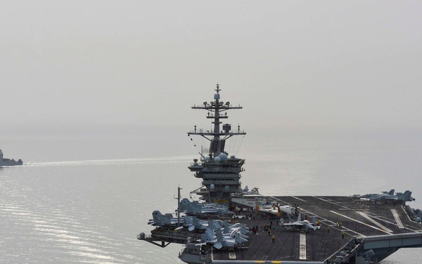 USS Theodore Roosevelt (CVN 71) sails in the US 5th Fleet area of operations
