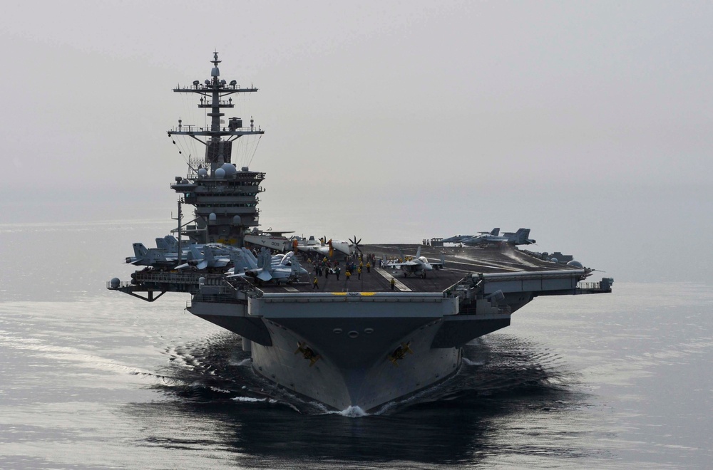 USS Theodore Roosevelt (CVN 71) sails in the U.S. 5th Fleet area of operations