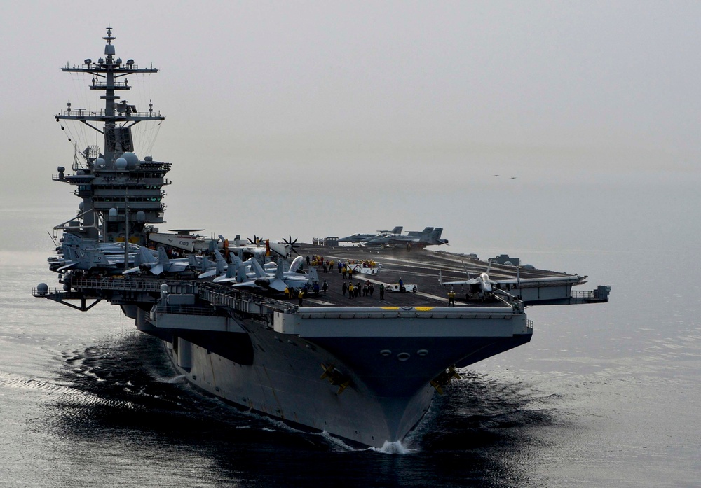 USS Theodore Roosevelt (CVN 71) sails in the US 5th Fleet area of operations