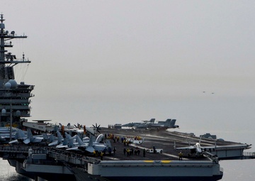 USS Theodore Roosevelt (CVN 71) sails in the US 5th Fleet area of operations