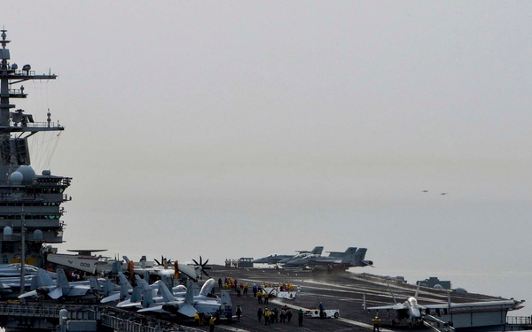 USS Theodore Roosevelt (CVN 71) sails in the US 5th Fleet area of operations