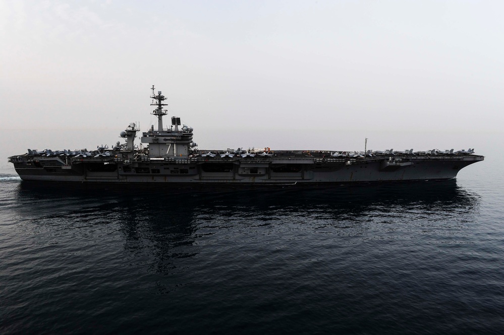 USS Theodore Roosevelt (CVN 71) sails in the US 5th Fleet area of operations