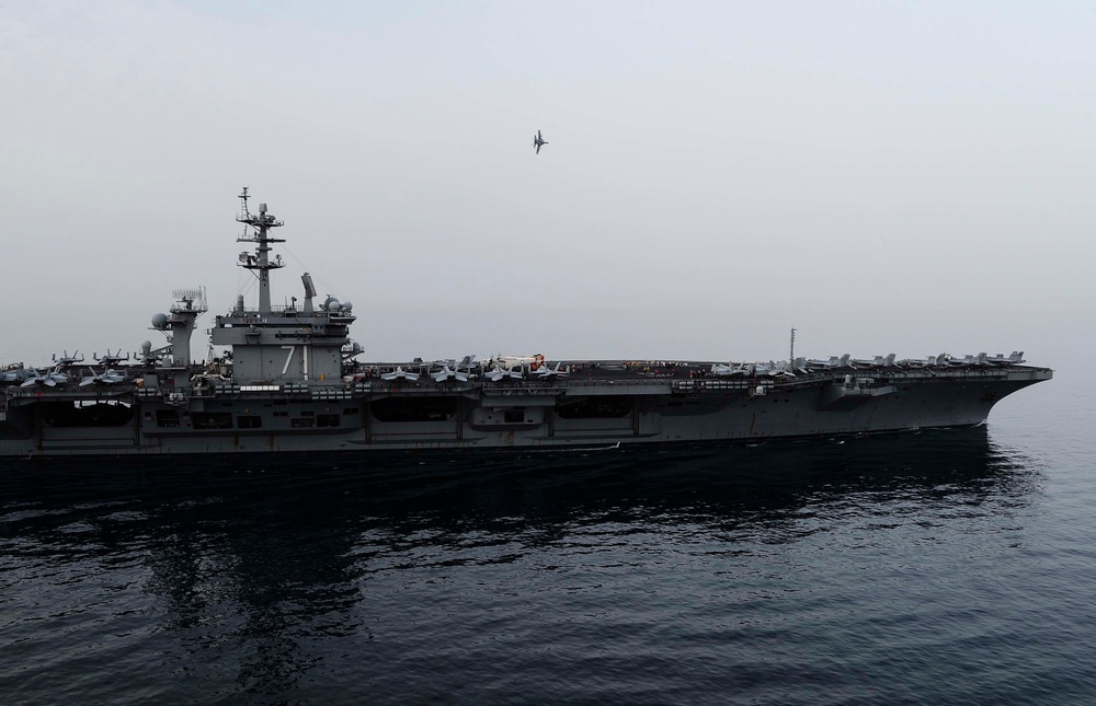 USS Theodore Roosevelt (CVN 71) sails in the U.S. 5th Fleet area of operations