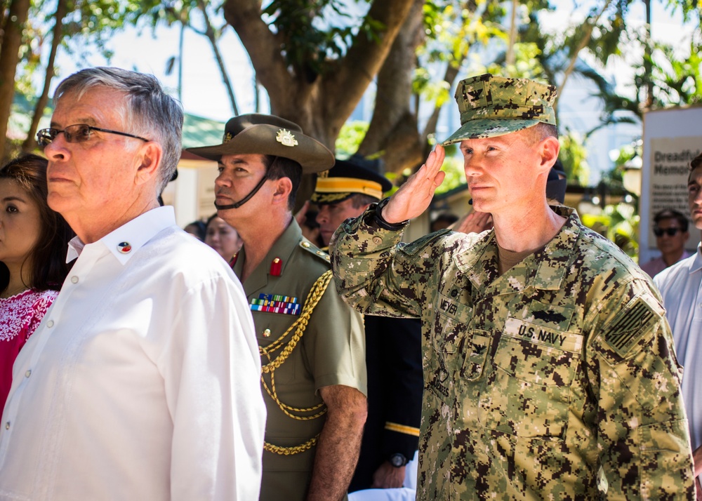 Philippine and US military members commemorate the 70th anniversary of the Liberation of Palawan