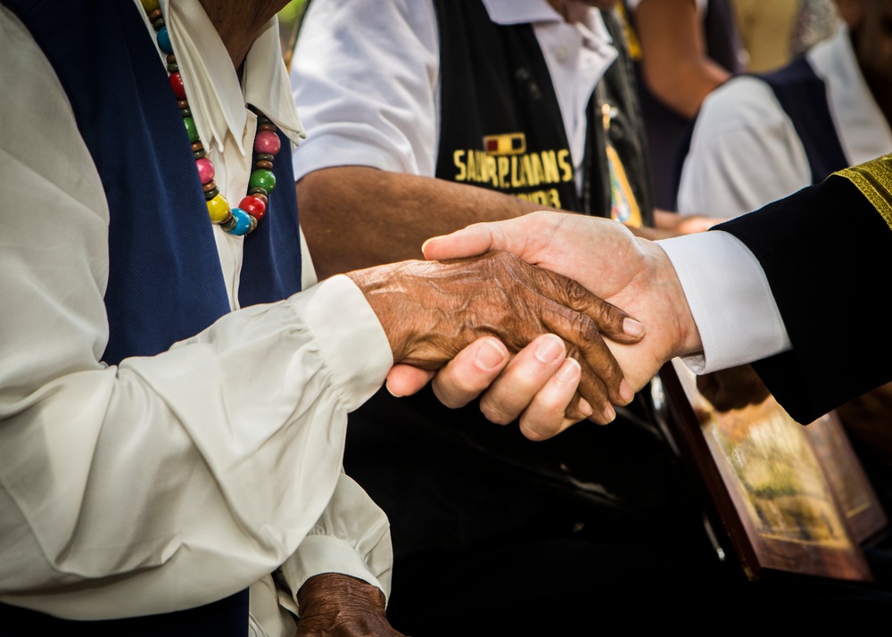 Philippine and US military members commemorate the 70th anniversary of the Liberation of Palawan