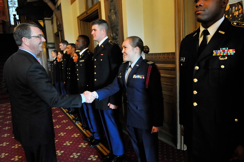 Secretary of Defense Ash Carter visits Georgetown University in Washington