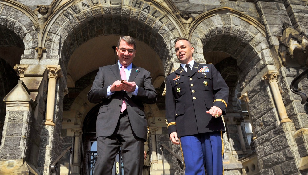 Secretary of Defense Ash Carter visit Georgetown University in Washington