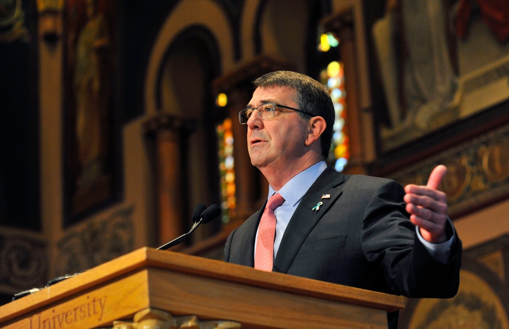 Secretary of Defense Ash Carter visit Georgetown University in Washington