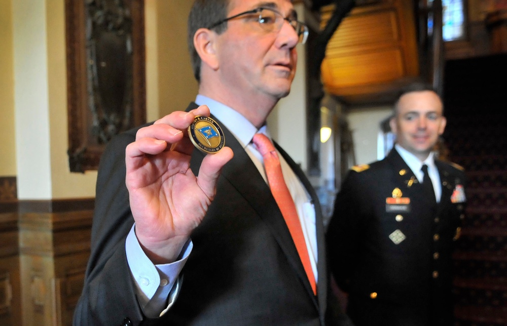 Secretary of Defense Ash Carter visit Georgetown University in Washington