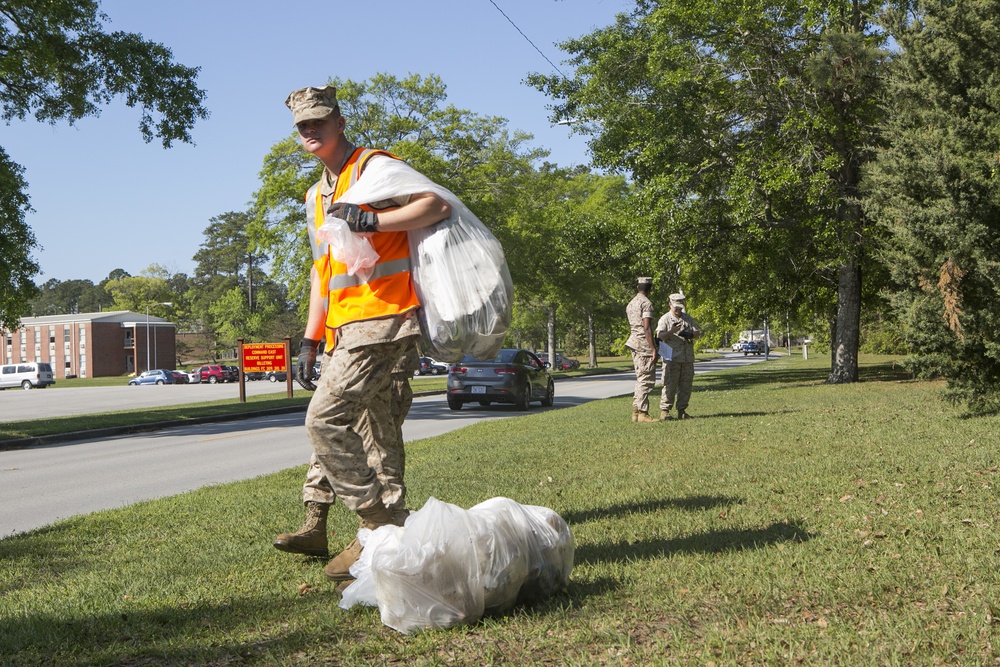 2nd MLG members assembled in a French Creek-wide cleanup for Earth Day