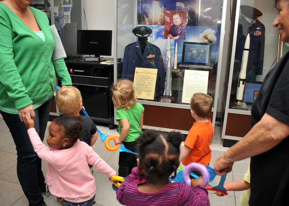 Child Development Center visits the LAAFB History Office exhibits