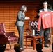 Secretary of Defense Ash Carter receives a Stanford sweater from Dr. Amy Zegart at the Drell Lecture at Stanford University
