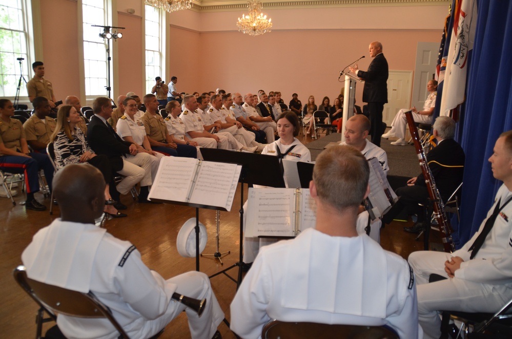 New Orleans Mayor Mitch Landrieu addresses NOLA Navy Week attendees