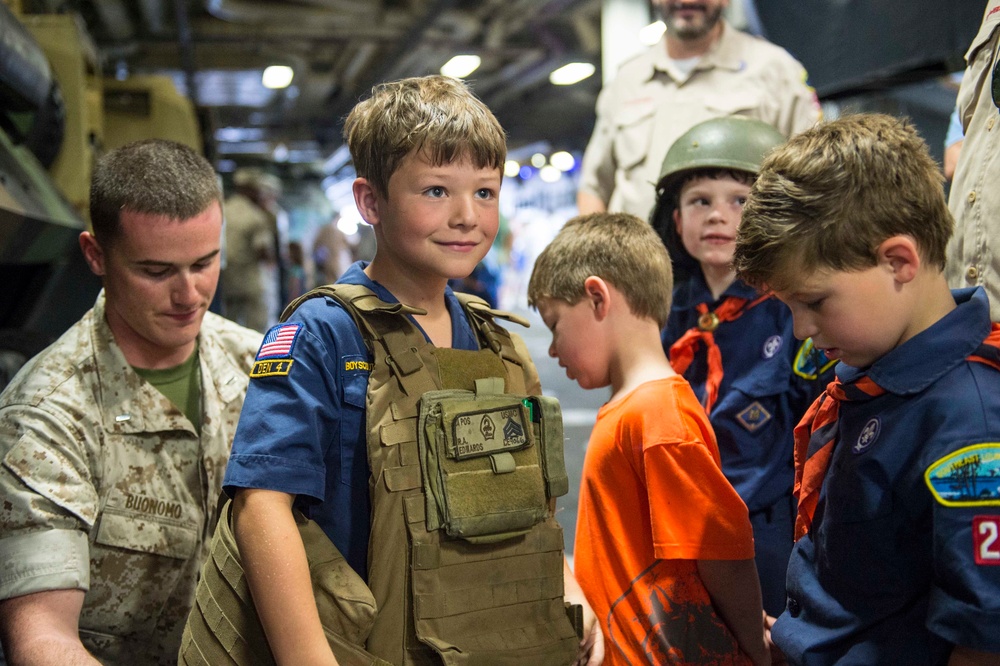 Local Boy Scout troops tour USS Wasp during NOLA