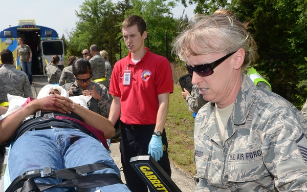 Anti-terrorism secure check point during simulated triage