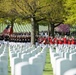 US Marines and attendees approach graveside service in Arlington National Cemetery