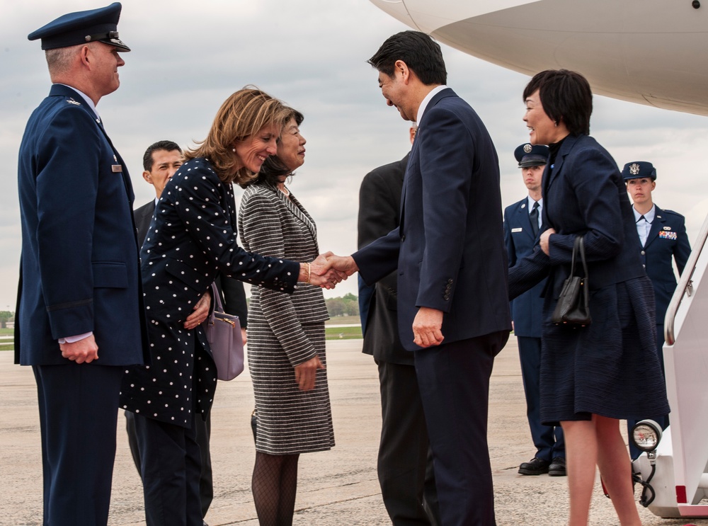 Prime Minister of Japan Shinzo Abe arrives at Joint Base Andrews