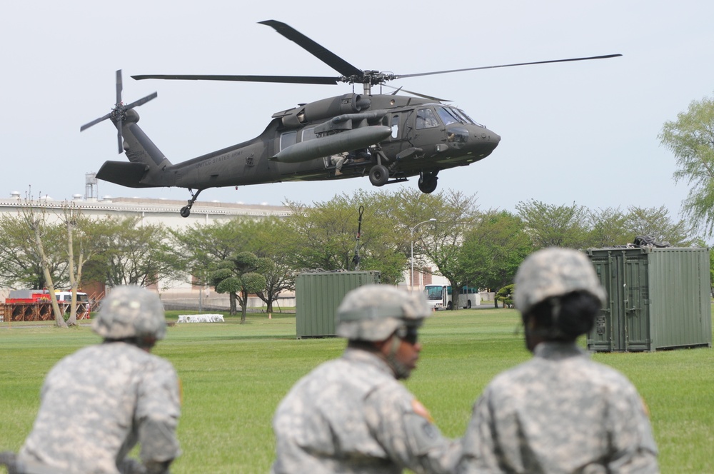 UH-60L delivers cargo container