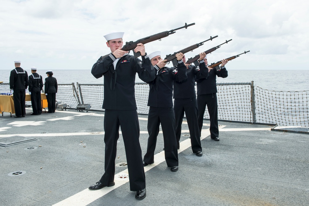 USS Porter burial at sea ceremony