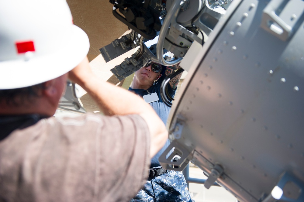 Pre-commissioning Unit Gerald R. Ford Installs Close-in Weapons System (CIWS)