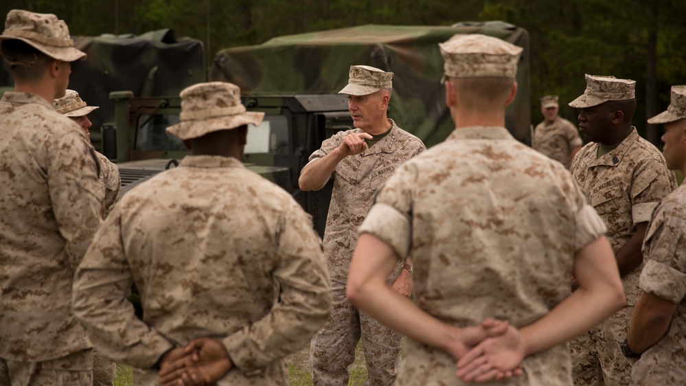 Commandant, Sergeant Major of the Marine Corps visit 2/2 out in the field